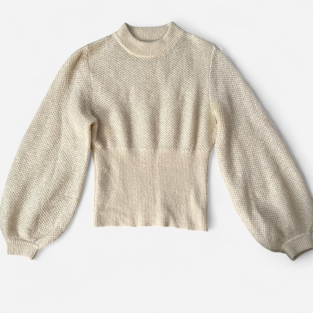 NICHOLAS Cream Knit Balloon Sleeve Top